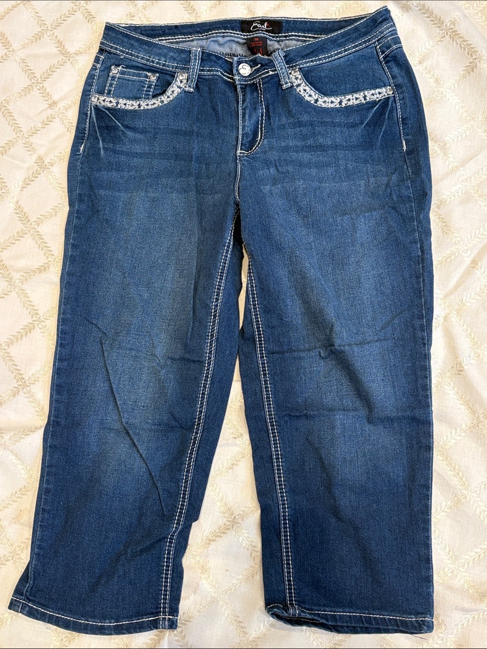 Earl Jeans Dark Blue Straight Leg Cropped Jeans